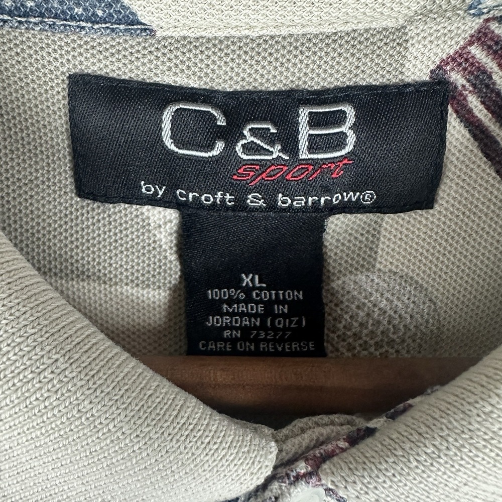 C&B Sport Golf Polo Shirt XL USA Flag Print Cotton Vintage Style Mens 90s - Picture 4 of 5